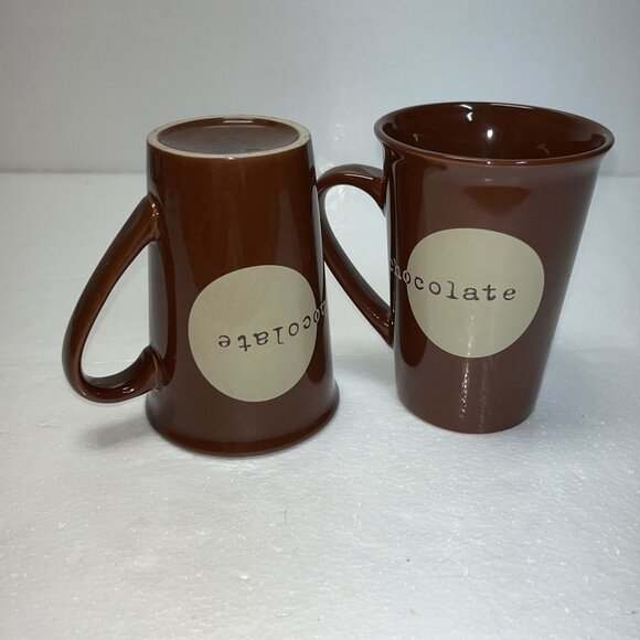 Set Of 2 Brown Ceramic Hot Chocolate-Themed Mugs - Picture 3 of 3